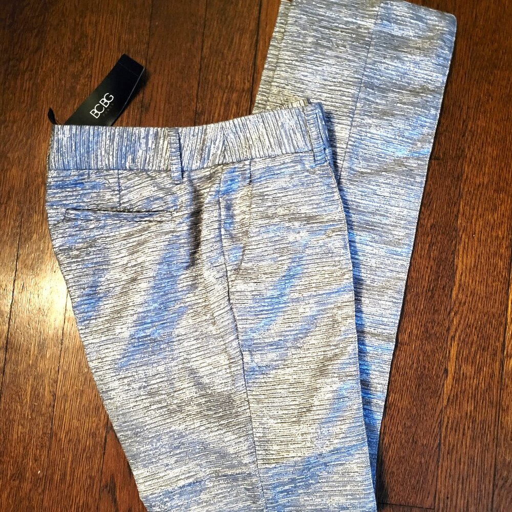 NWT! BCBG Silver/Metallic Straight-Leg Pants - 0